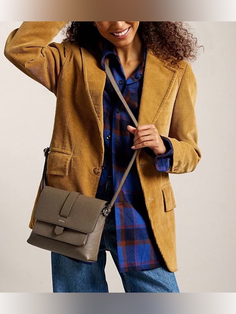 Fossil Kinley Small Fold Over Leather Crossbody Bag (bag20)
